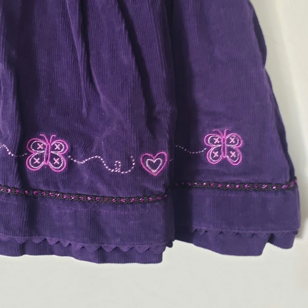 Samara Vintage Baby Girl 24 Months Sleeveless Dress Purple Corduroy Butterfly